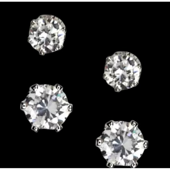 🎁Anne Klein Set Of 2 Crystal Cubic Zirconia Earrings - Picture 1 of 6